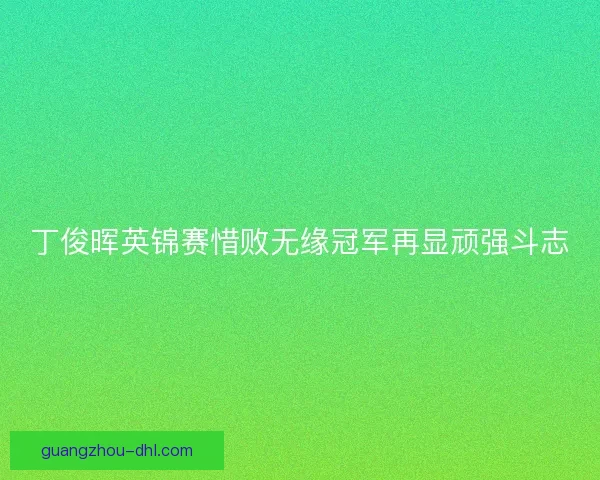 丁俊晖英锦赛惜败无缘冠军再显顽强斗志